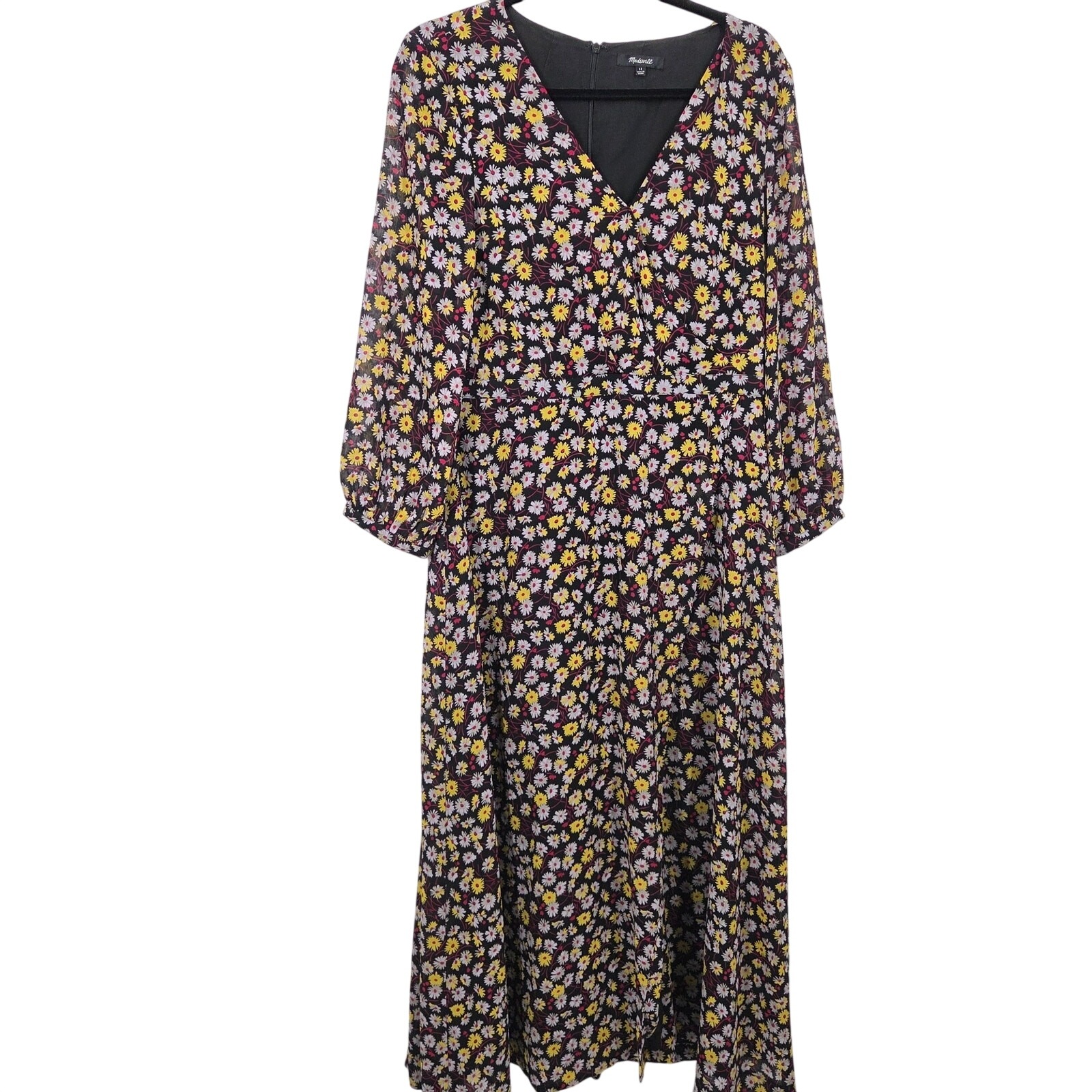 Madewell Sz 12 Wrap-Front Maxi Dress In French Floral Maxi Prairie Daisy Ditsy